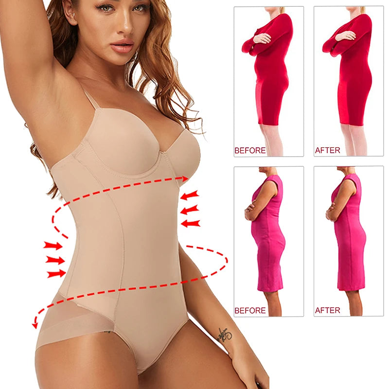 Women's Shapewear Bodysuits Waist Trainer Vest Slim Full Body Shaper Built-In Bra Camisole Tops Tummy Control Slimming Underwear