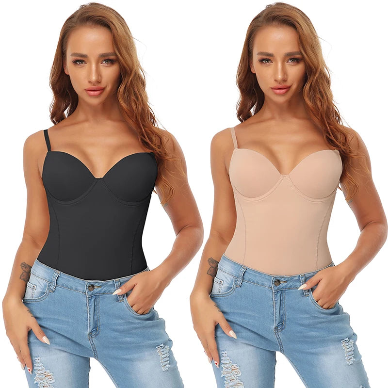 Women's Shapewear Bodysuits Waist Trainer Vest Slim Full Body Shaper Built-In Bra Camisole Tops Tummy Control Slimming Underwear