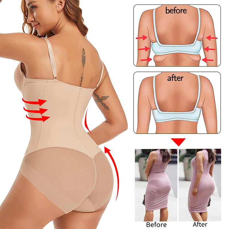 Women's Shapewear Bodysuits Waist Trainer Vest Slim Full Body Shaper Built-In Bra Camisole Tops Tummy Control Slimming Underwear